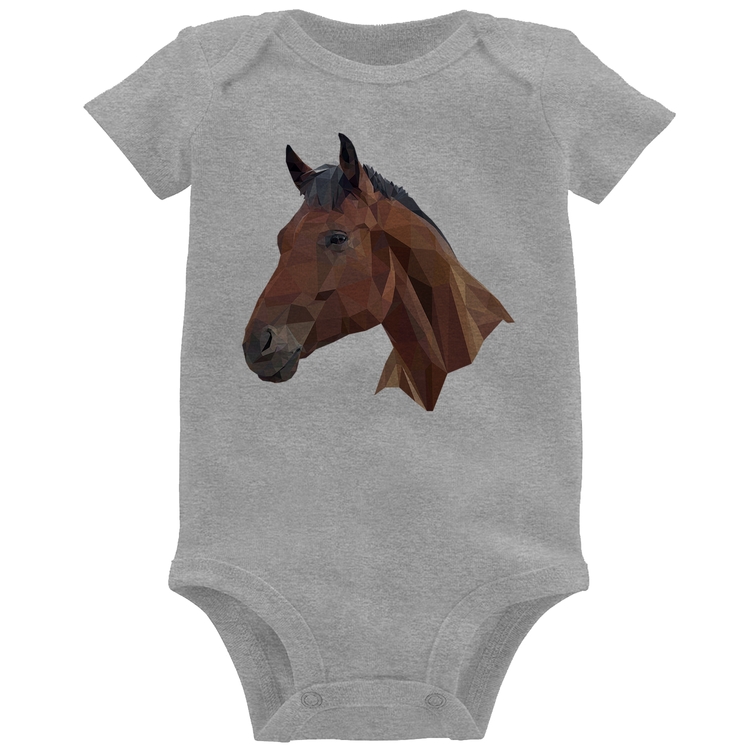 Body Bebê Cavalo Arte Mosaico - Cinza
