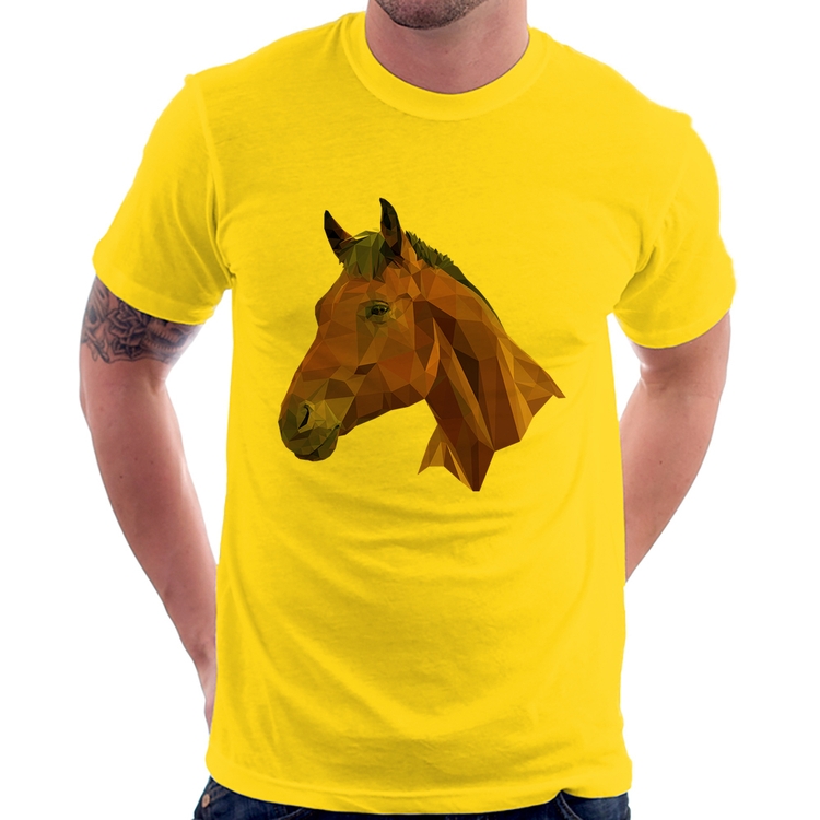 Camiseta Cavalo Arte Mosaico - Amarela