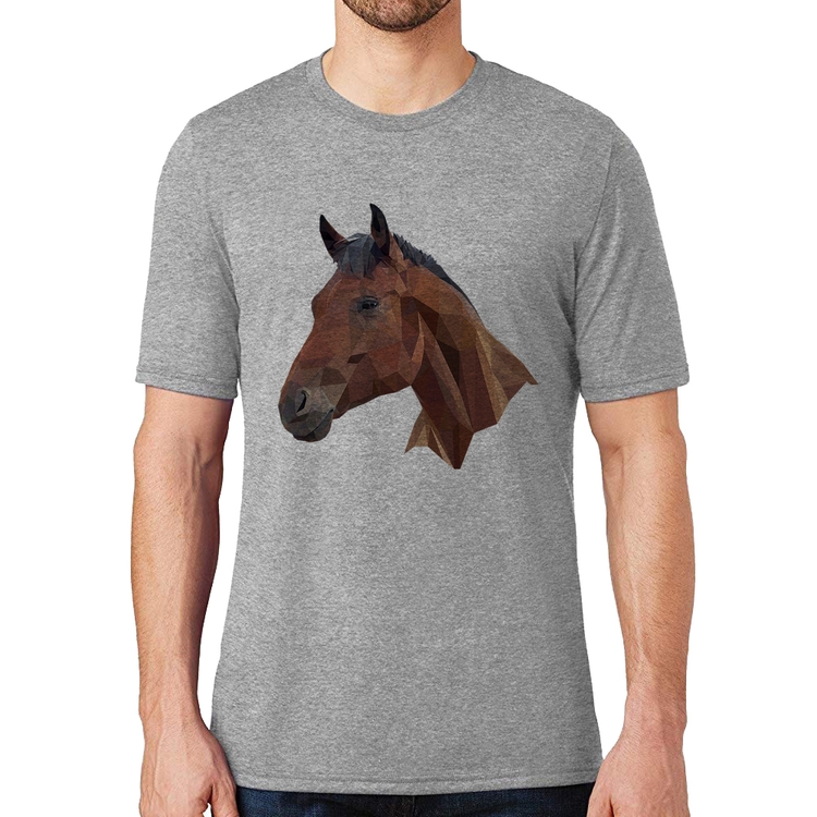 Camiseta Cavalo Arte Mosaico - Cinza