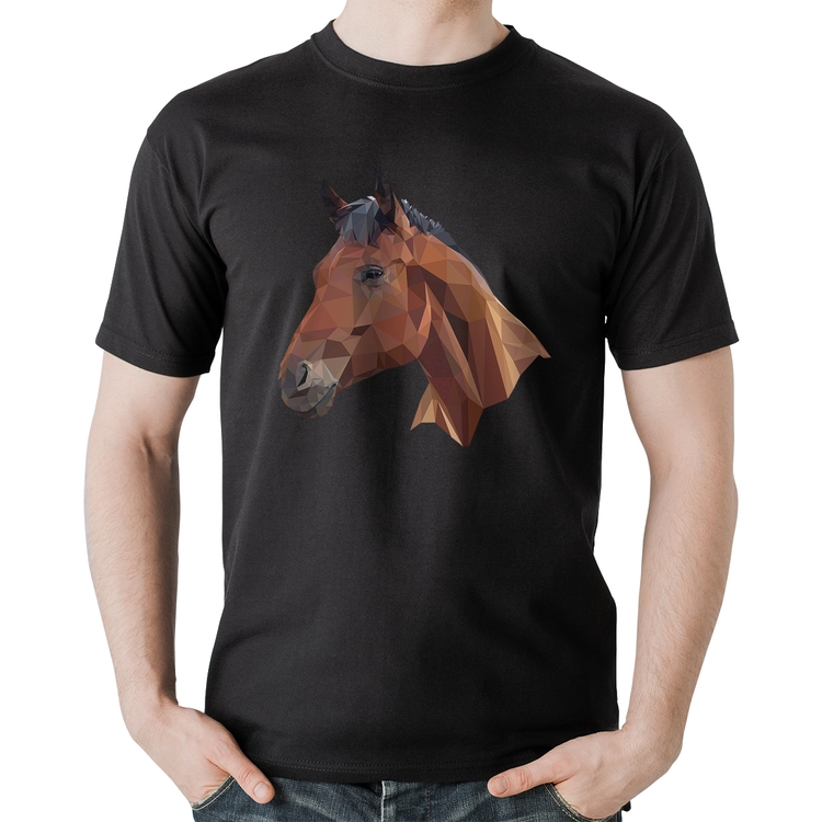Camiseta Algodão Cavalo Arte Mosaico