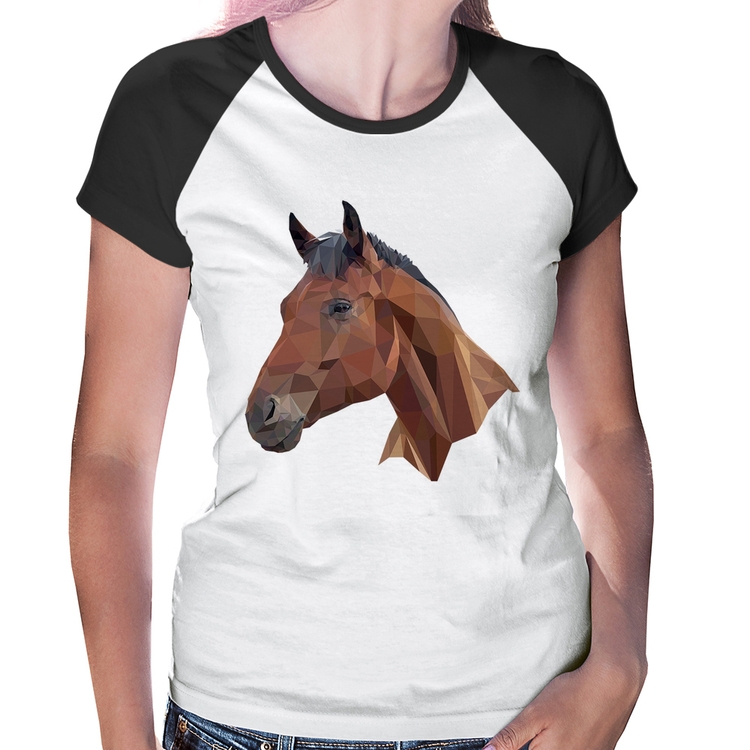Baby Look Raglan Cavalo Arte Mosaico