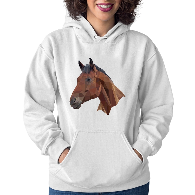 Moletom Feminino Cavalo Arte Mosaico - Branco