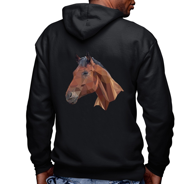 Blusa Moletom Cavalo Arte Mosaico Masculina com Capuz e Zíper