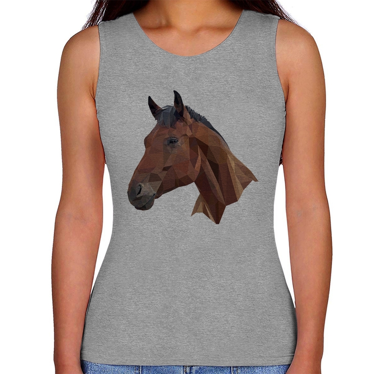 Regata Feminina Cavalo Arte Mosaico - Cinza