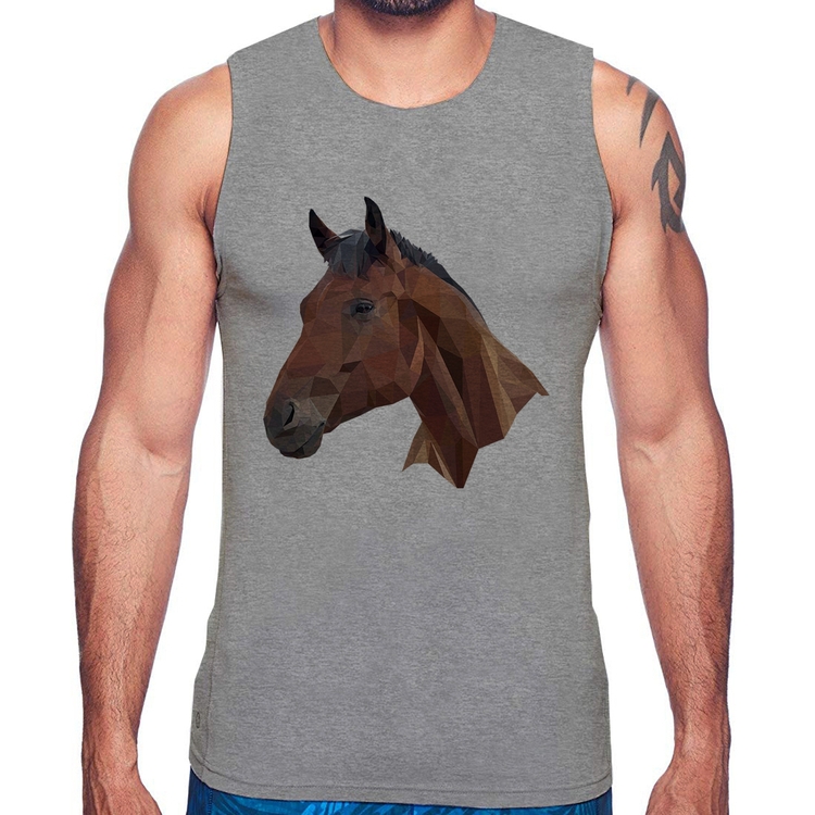 Regata Cavalo Arte Mosaico - Cinza