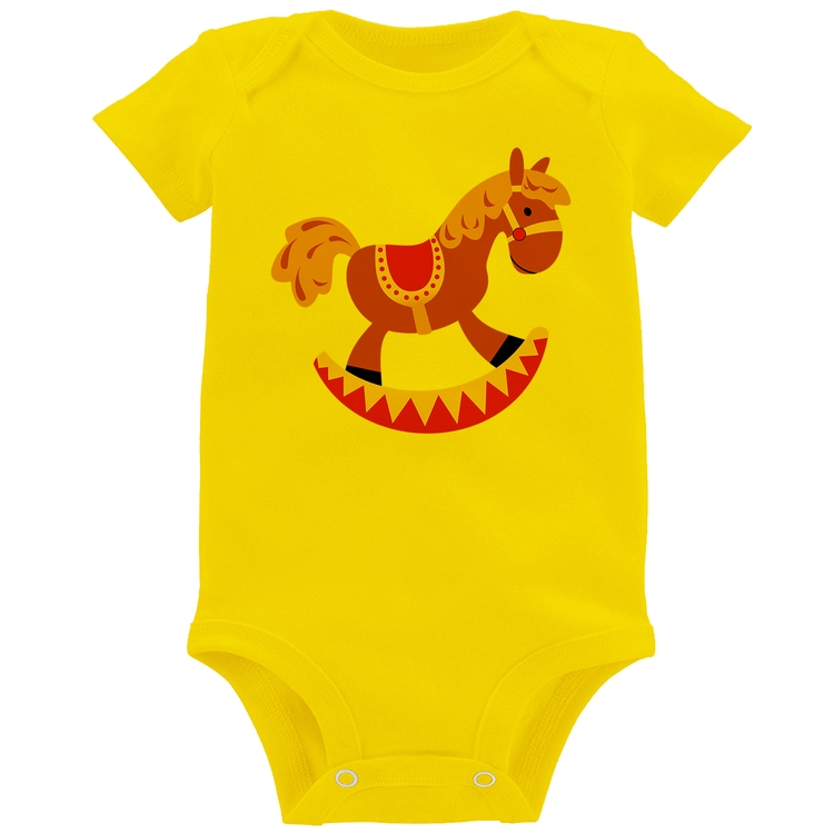 Body Bebê Cavalo Balanço - Amarelo