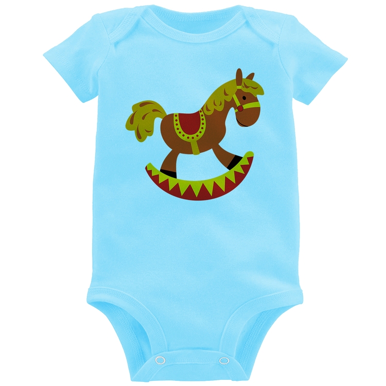 Body Bebê Cavalo Balanço - Azul Bebê