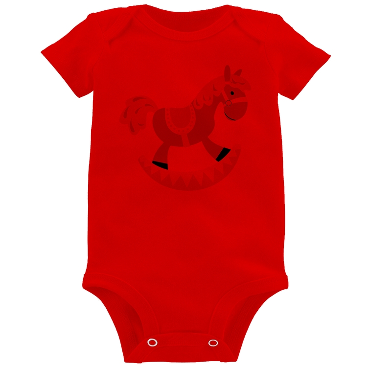 Body Bebê Cavalo Balanço - Vermelho