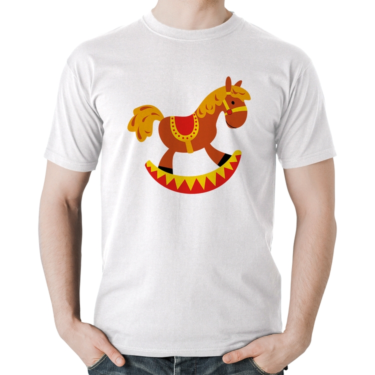 Camiseta Algodão Cavalo Balanço - Branca