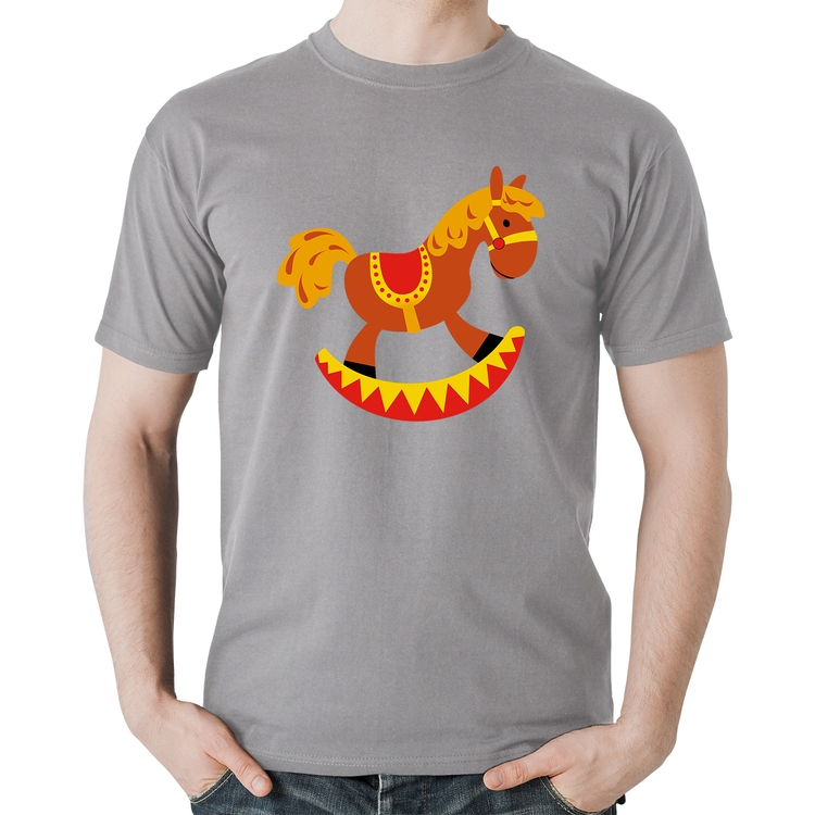 Camiseta Algodão Cavalo Balanço - Cinza