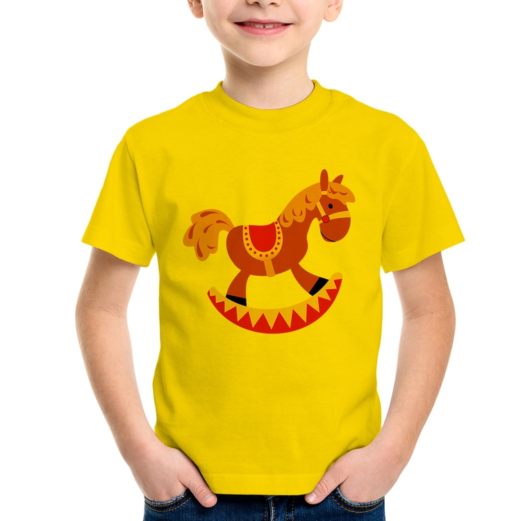 Camiseta Infantil Cavalo Balanço - Amarela
