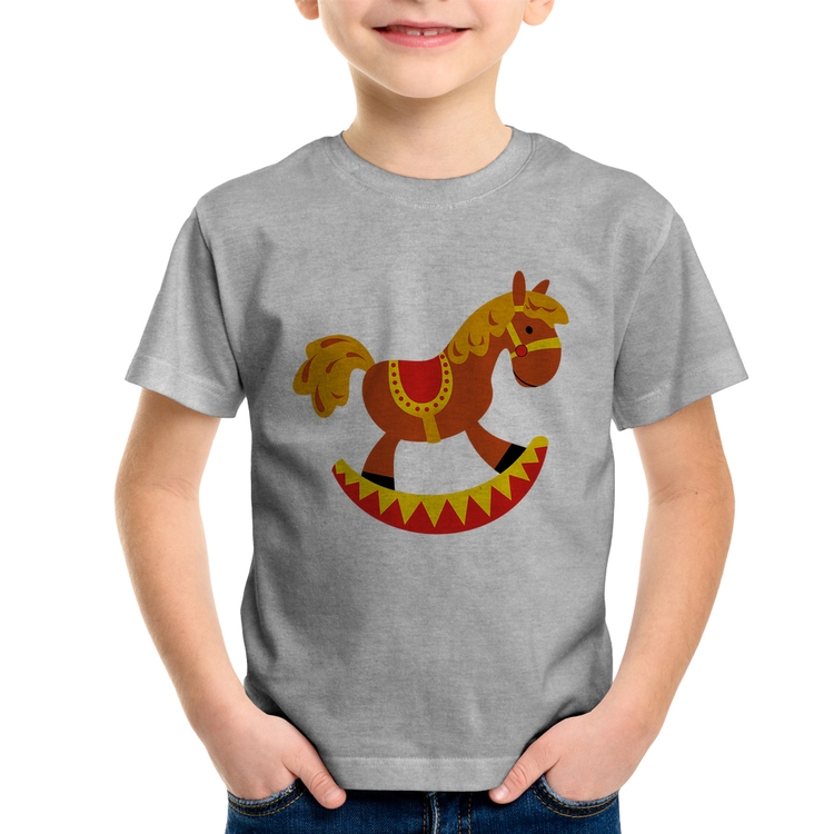 Camiseta Infantil Cavalo Balanço - Cinza