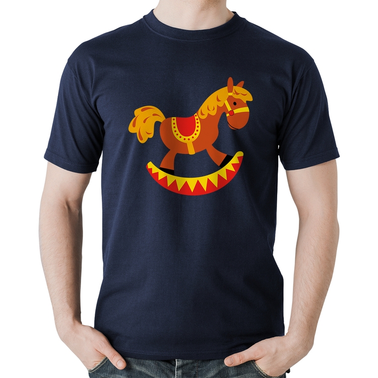 Camiseta Algodão Cavalo Balanço - Marinho