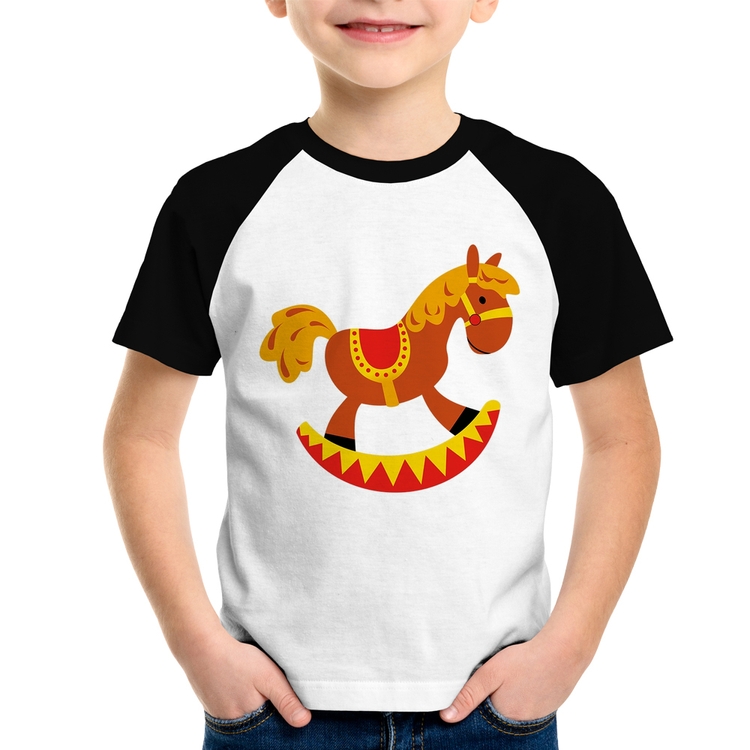Camiseta Raglan Infantil Cavalo Balanço