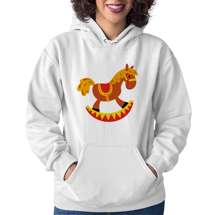 Moletom Feminino Cavalo Balanço - Branco