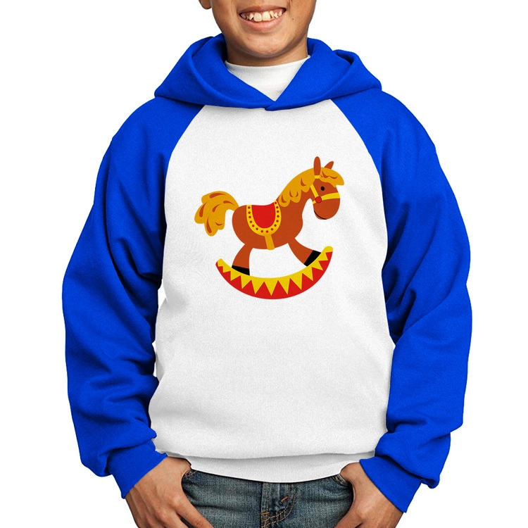 Moletom Infantil Cavalo Balanço - Branco/Azul
