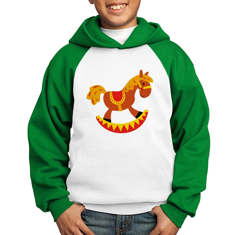 Moletom Infantil Cavalo Balanço - Branco/Verde