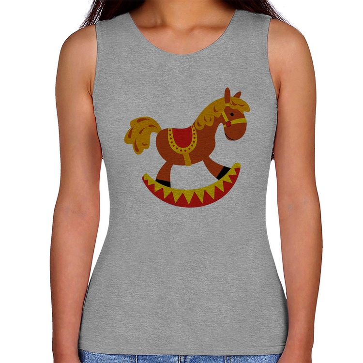 Regata Feminina Cavalo Balanço - Cinza