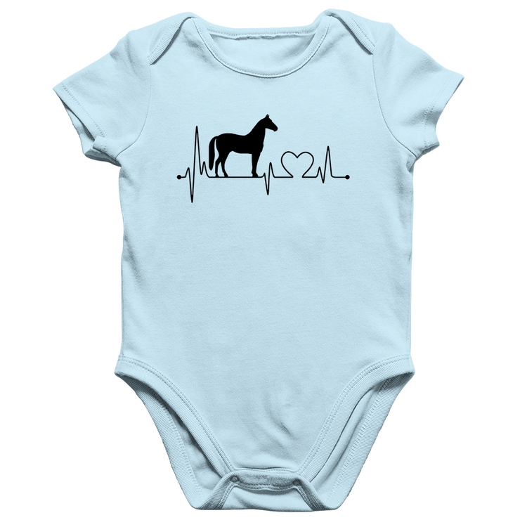 Body Bebê Algodão Cavalo Batimentos Cardíacos - Azul Bebê