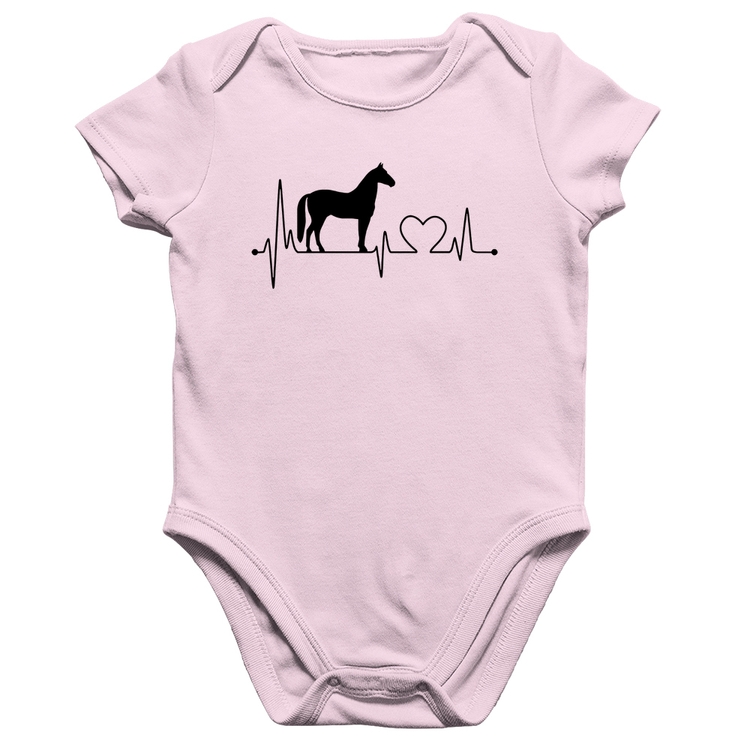 Body Bebê Algodão Cavalo Batimentos Cardíacos - Rosa Bebê
