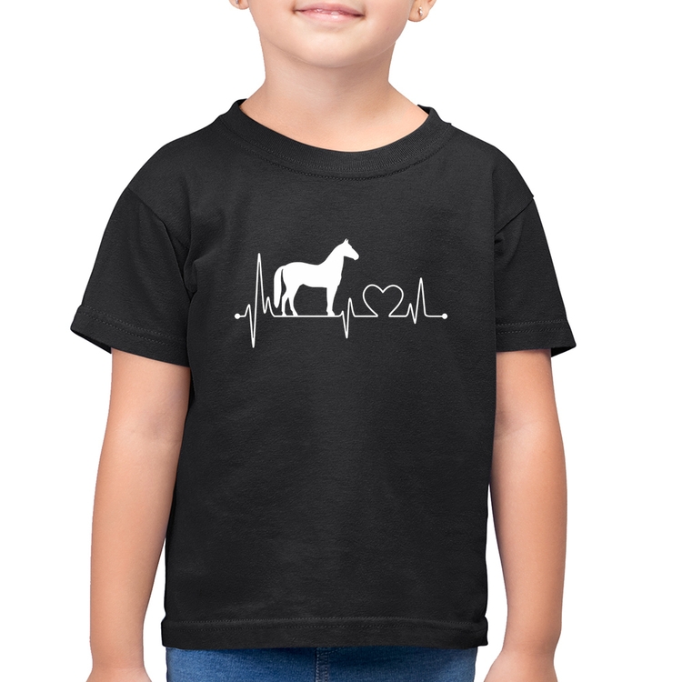 Camiseta Algodão Infantil Cavalo Batimentos Cardíacos
