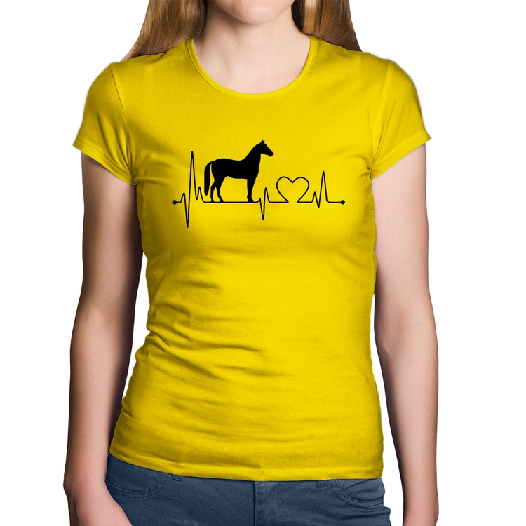 Baby Look Algodão Cavalo Batimentos Cardíacos - Amarela