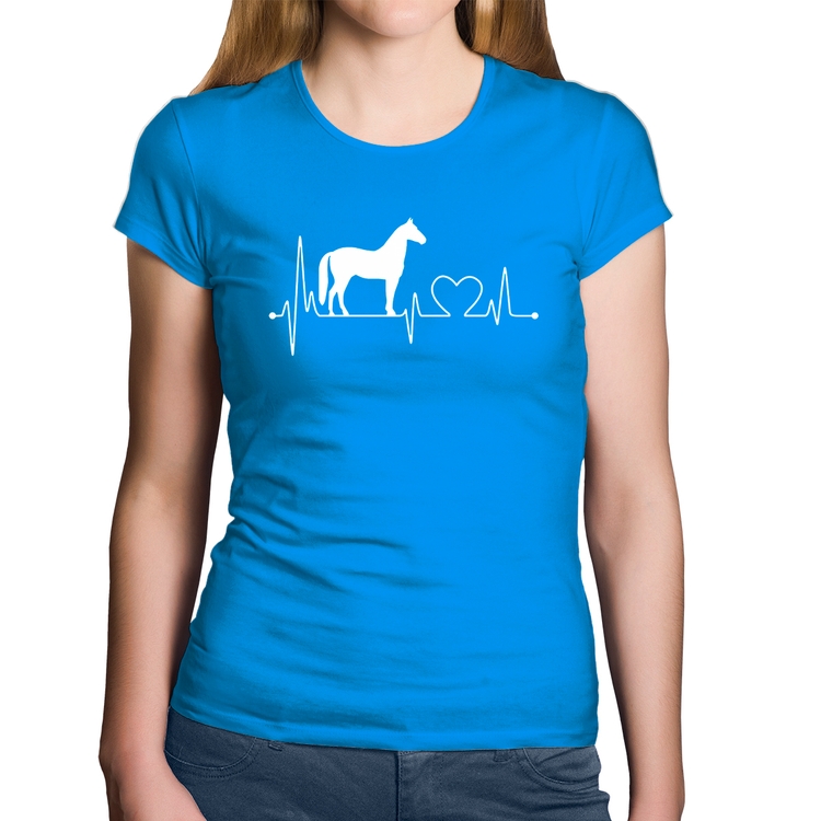 Baby Look Algodão Cavalo Batimentos Cardíacos - Azul