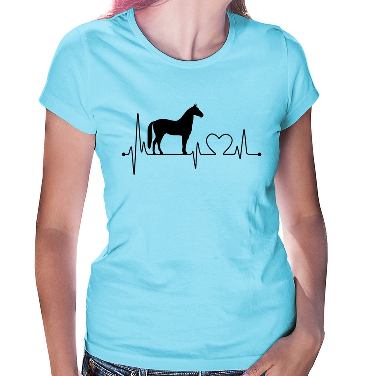 Baby Look Cavalo Batimentos Cardíacos - Azul Bebê