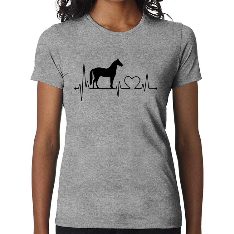 Baby Look Cavalo Batimentos Cardíacos - Cinza