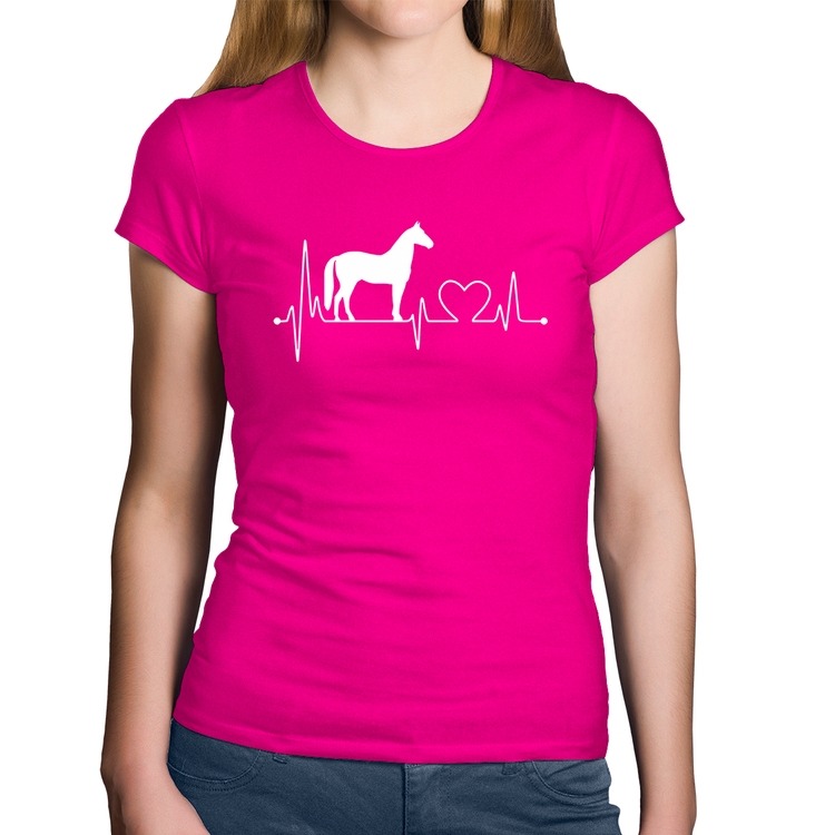 Baby Look Algodão Cavalo Batimentos Cardíacos - Rosa