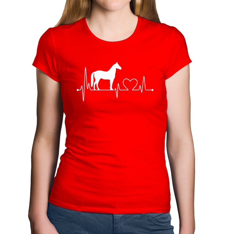 Baby Look Algodão Cavalo Batimentos Cardíacos - Vermelha