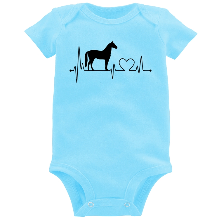 Body Bebê Cavalo Batimentos Cardíacos - Azul Bebê
