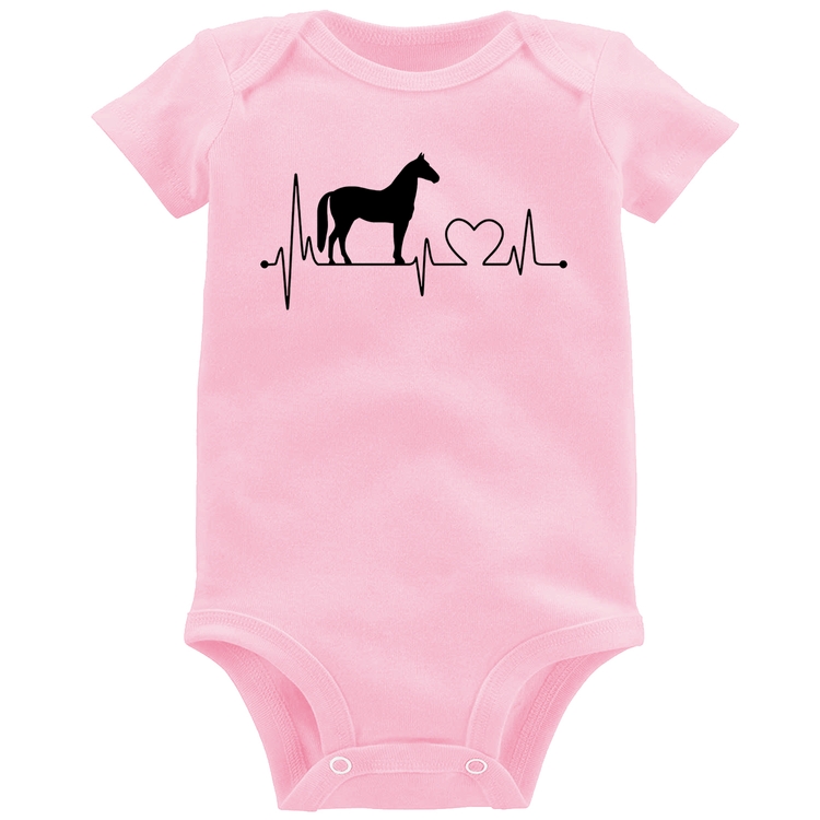 Body Bebê Cavalo Batimentos Cardíacos - Rosa Bebê