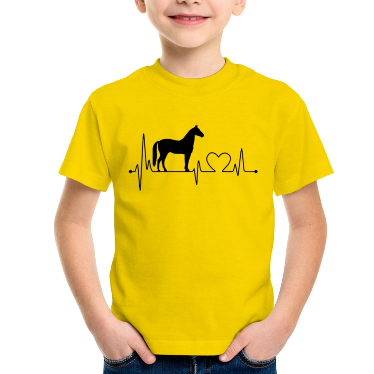 Camiseta Infantil Cavalo Batimentos Cardíacos - Amarela