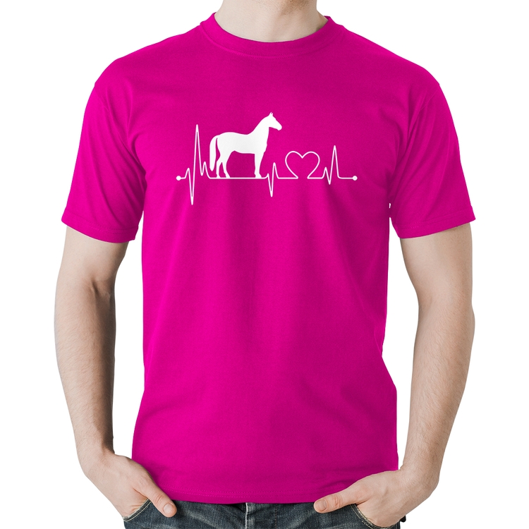 Camiseta Algodão Cavalo Batimentos Cardíacos - Rosa