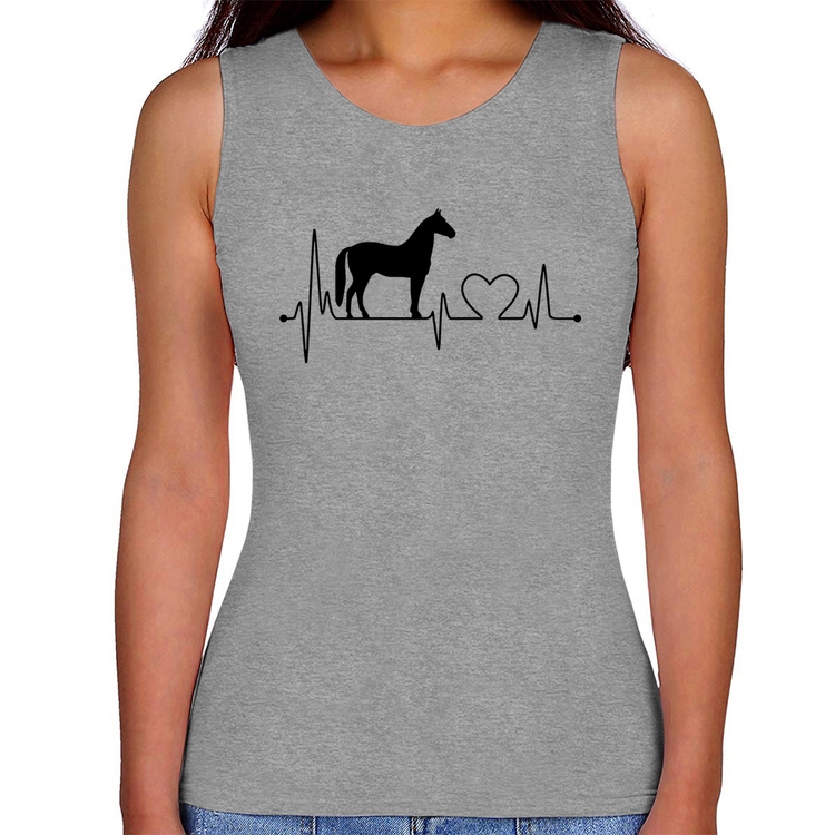 Regata Feminina Cavalo Batimentos Cardíacos - Cinza