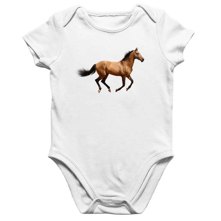 Body Bebê Algodão Cavalo Correndo - Branco