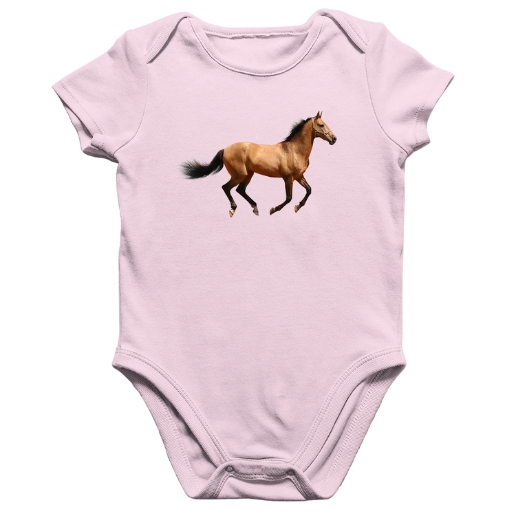 Body Bebê Algodão Cavalo Correndo - Rosa Bebê