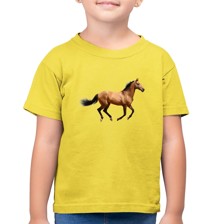 Camiseta Algodão Infantil Cavalo Correndo - Amarelo Canário