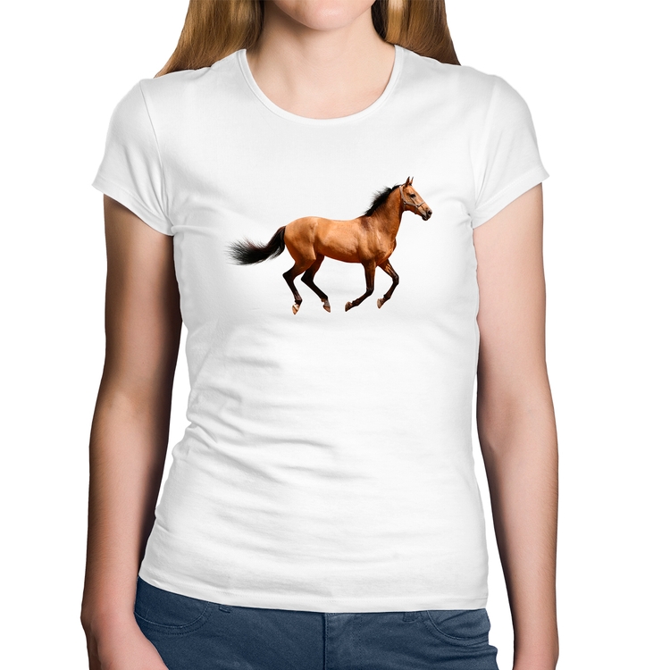 Baby Look Algodão Cavalo Correndo - Branca