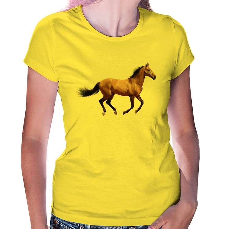 Baby Look Cavalo Correndo - Amarela