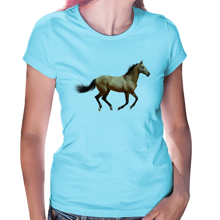 Baby Look Cavalo Correndo - Azul Bebê