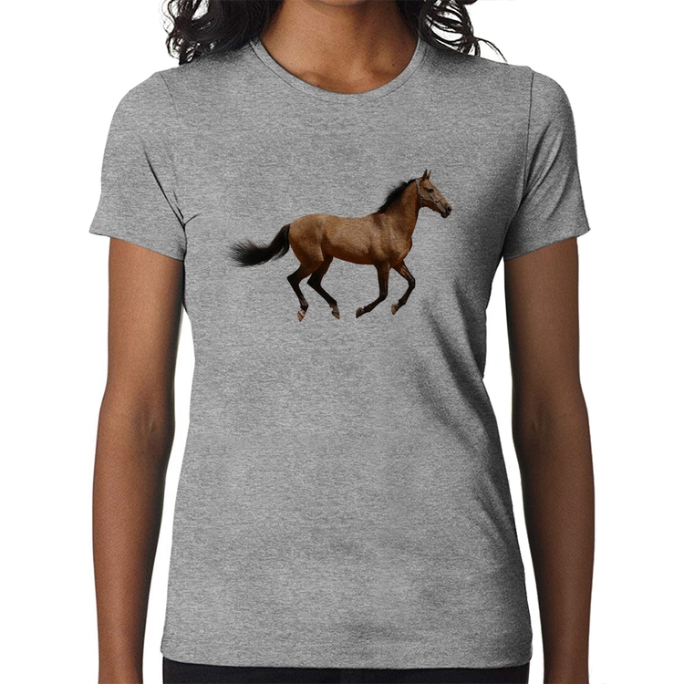 Baby Look Cavalo Correndo - Cinza