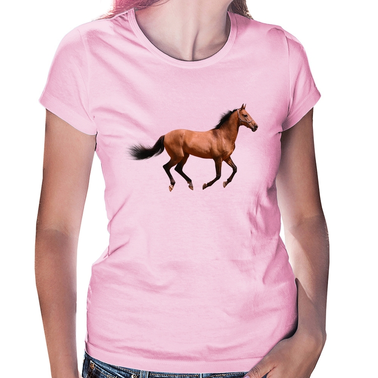 Baby Look Cavalo Correndo - Rosa Bebê