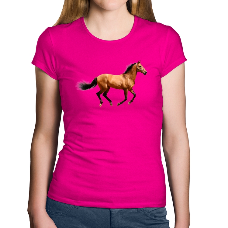 Baby Look Algodão Cavalo Correndo - Rosa