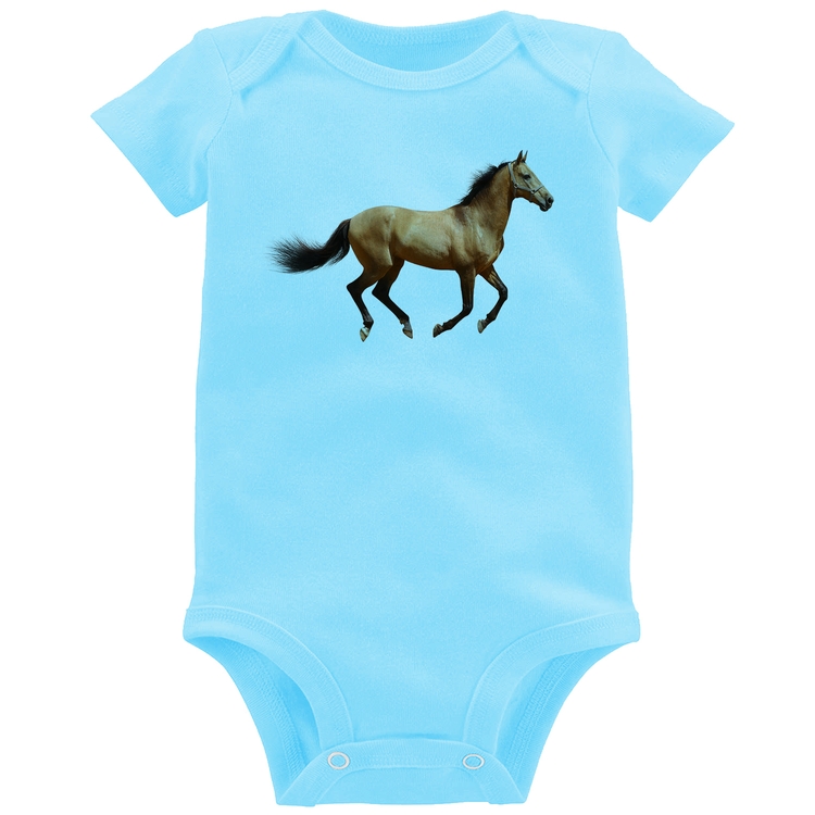 Body Bebê Cavalo Correndo - Azul Bebê