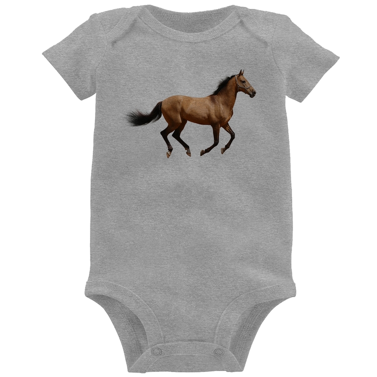 Body Bebê Cavalo Correndo - Cinza