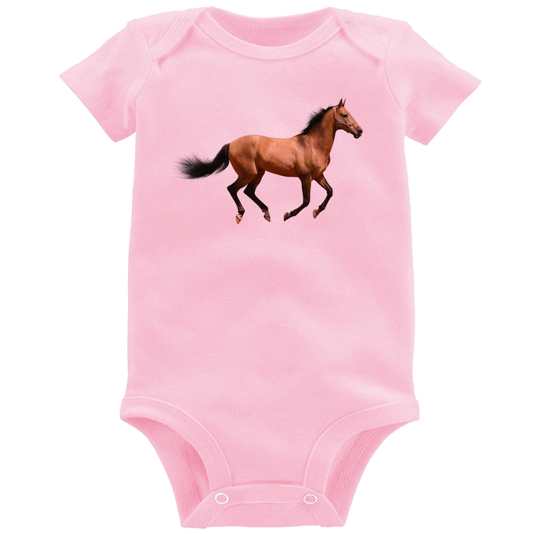 Body Bebê Cavalo Correndo - Rosa Bebê