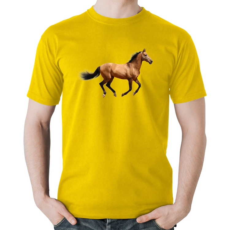 Camiseta Algodão Cavalo Correndo - Amarela