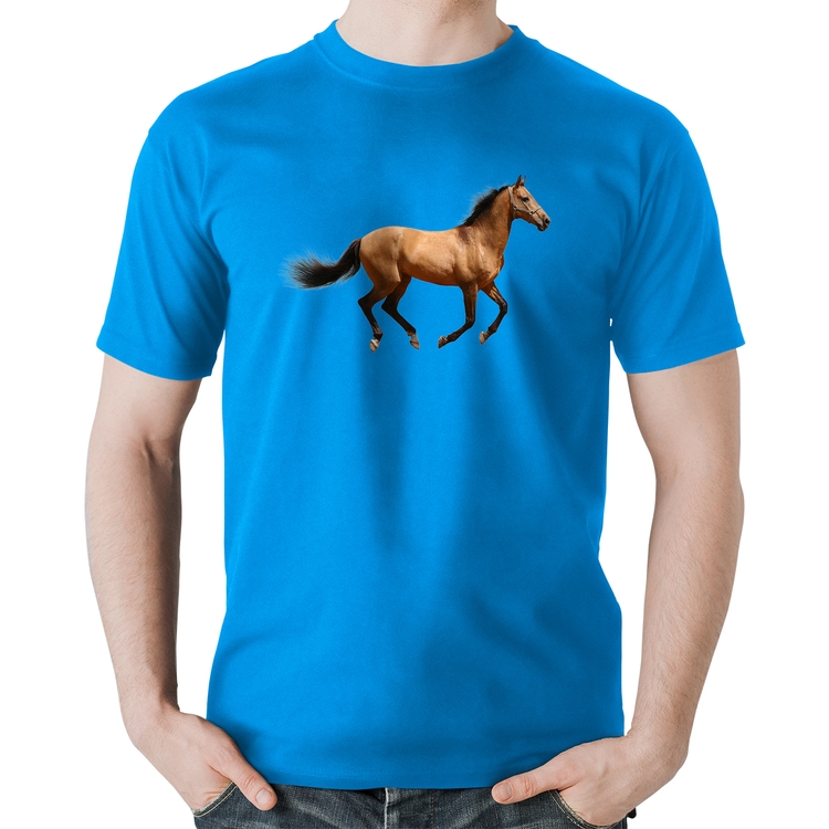Camiseta Algodão Cavalo Correndo - Azul